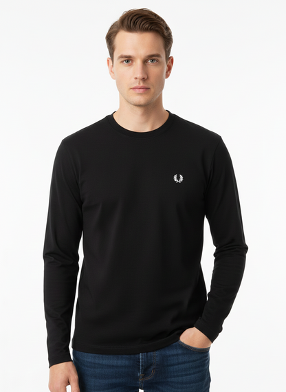 Fred Perry Laurel Wreath Long Sleeve T-Shirt - Black