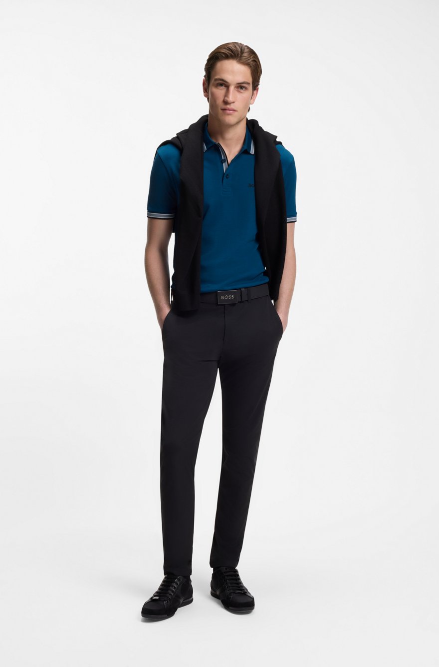 BOSS Regular-Fit Cotton Piqué Polo Shirt in Teal Blue