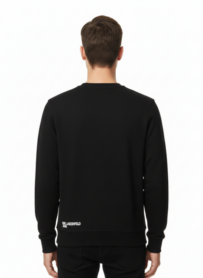 Karl Lagerfeld Paris | Ikonik Karl Embroidered Fleece Sweatshirt – Black