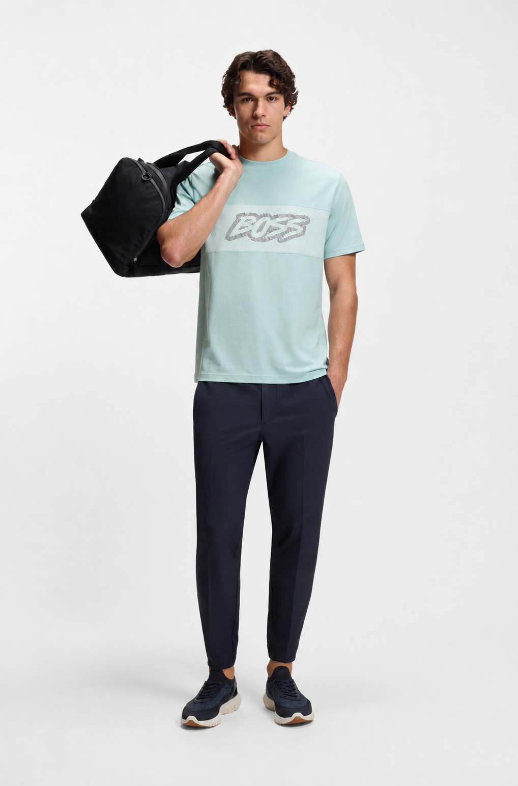 BOSS "Dynamic Panel" Graphic Tee in Mint Green