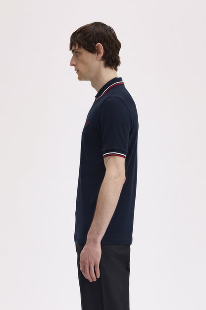 Fred Perry M3600 Twin Tipped Polo Shirt - Navy / White / Red