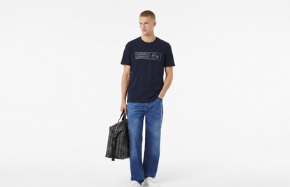 Lacoste Men's Regular Fit Graphic Logo Cotton T-Shirt – Navy Blue