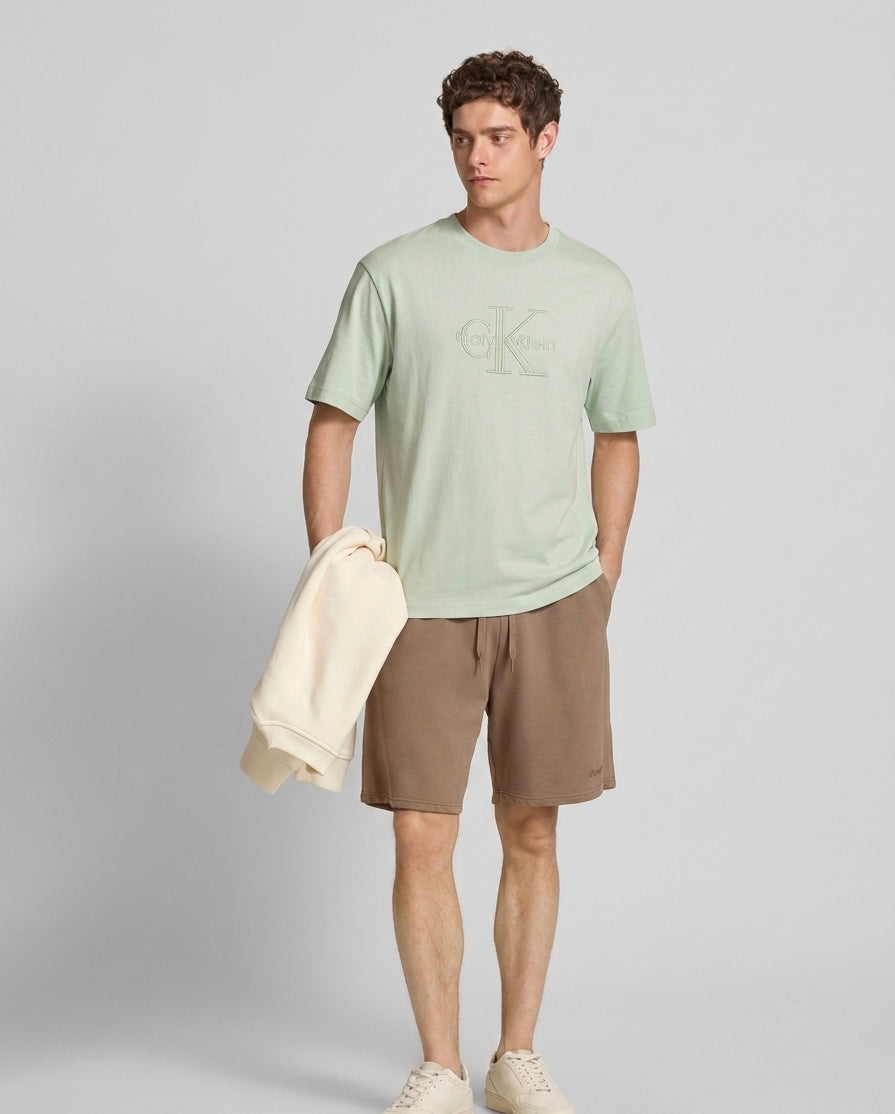 Calvin Klein Relaxed Monogram Logo T-Shirt – Sage Green