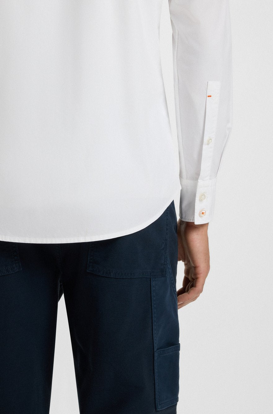 BOSS Men’s Regular-Fit Oxford Shirt in Solid White Cotton
