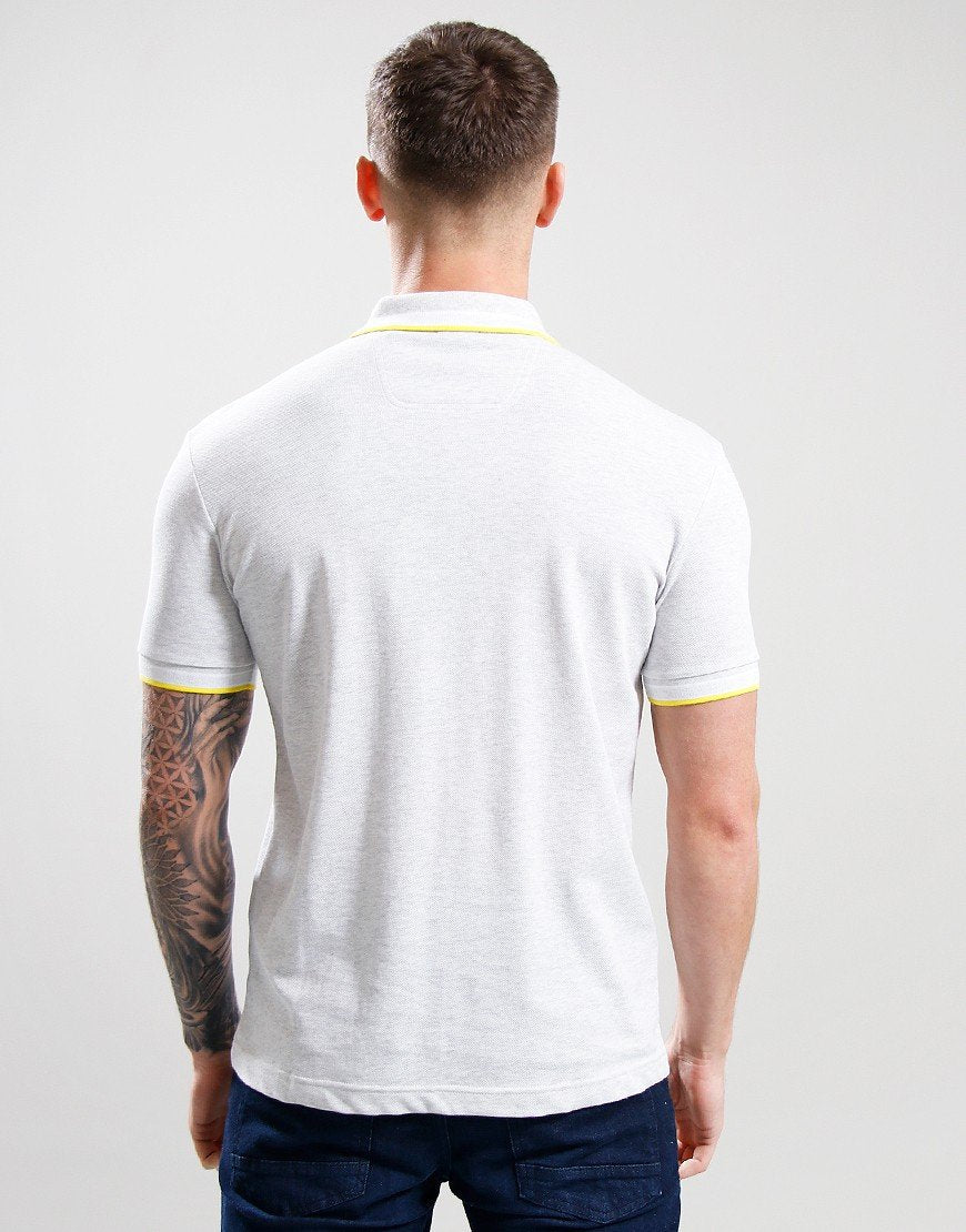 BOSS Passenger Slim-Fit Polo Shirt – Light Grey Melange with Yellow Trim