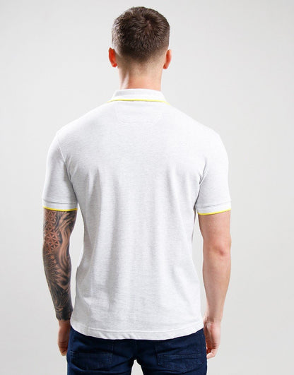 BOSS Passenger Slim-Fit Polo Shirt – Light Grey Melange with Yellow Trim
