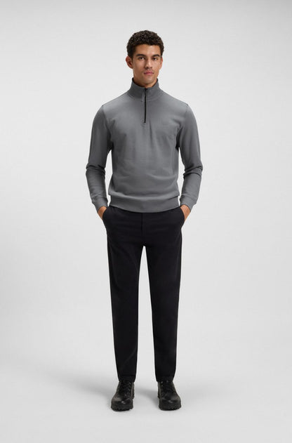 ZIP-NECK SWEATSHIRT IN COTTON TERRY WITH LOGO PATCH