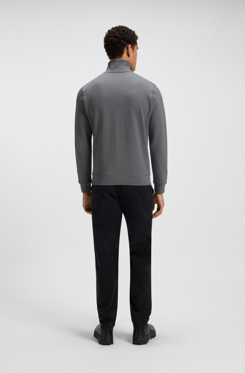 ZIP-NECK SWEATSHIRT IN COTTON TERRY WITH LOGO PATCH