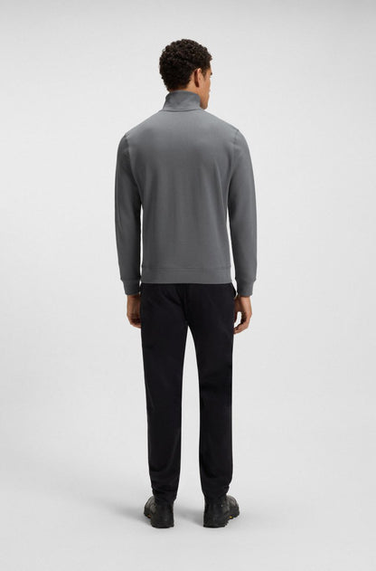 ZIP-NECK SWEATSHIRT IN COTTON TERRY WITH LOGO PATCH