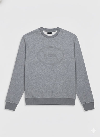 SLIM-FIT GREY COTTON-TERRY SWEATSHIRT WITH LOGO DETAIL